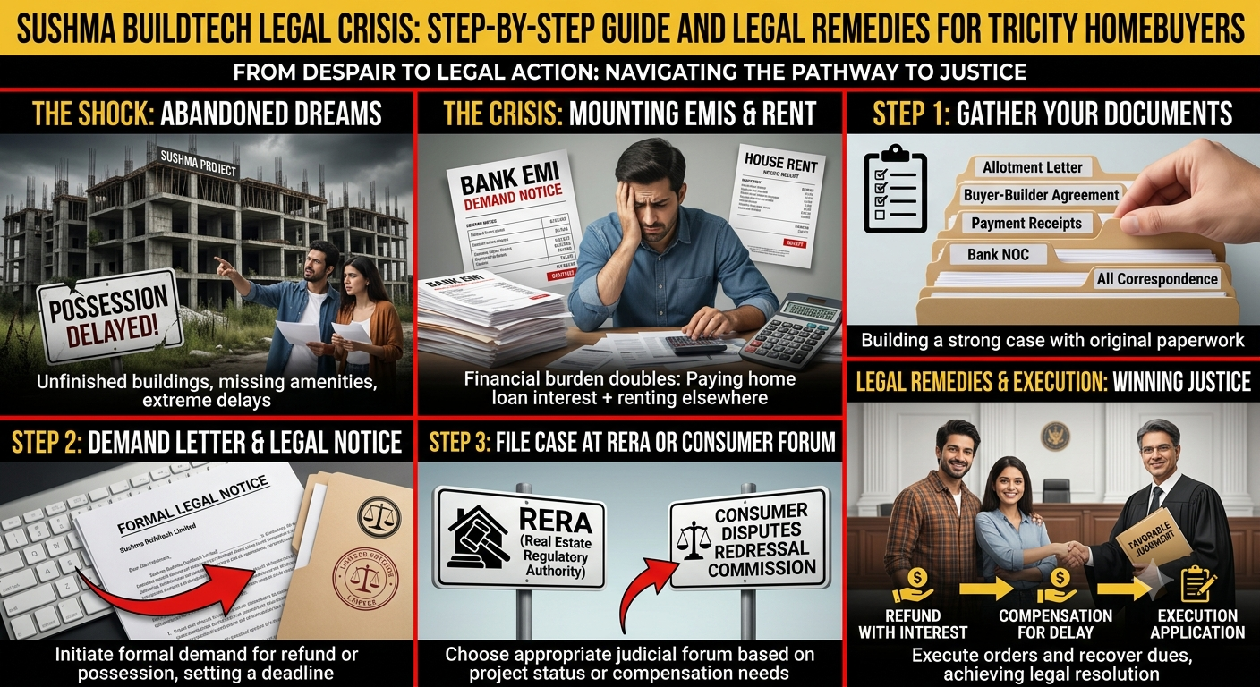 Sushma Buildtech Legal Crisis: Step-by-Step Guide and Legal Remedies for Tricity Homebuyers.